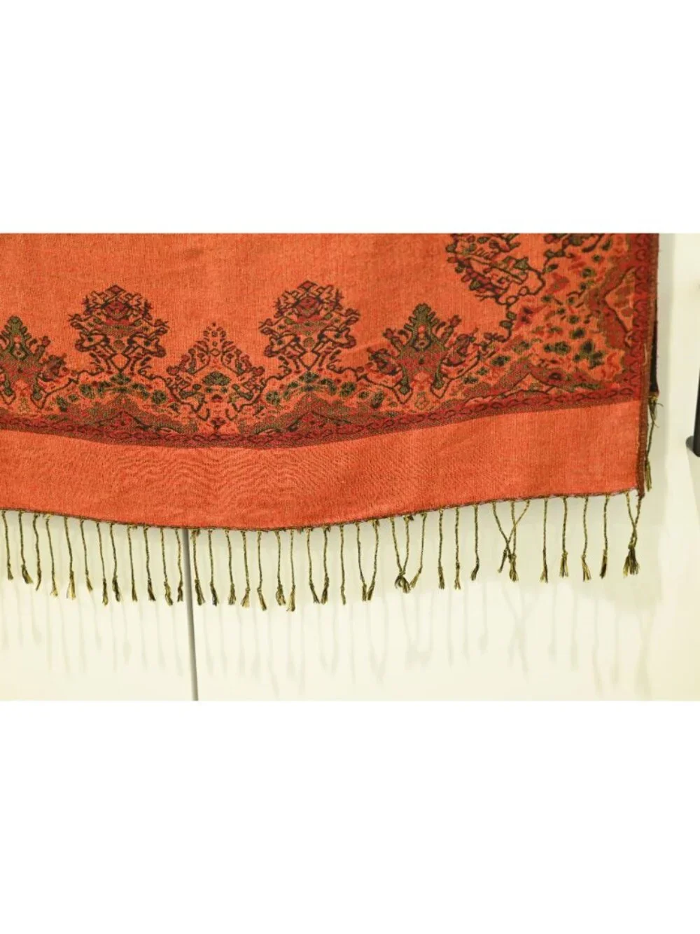 Unbranded Rectangular Scarf Terracotta Paisley Medallion Fringe Wrap Boho Shawl